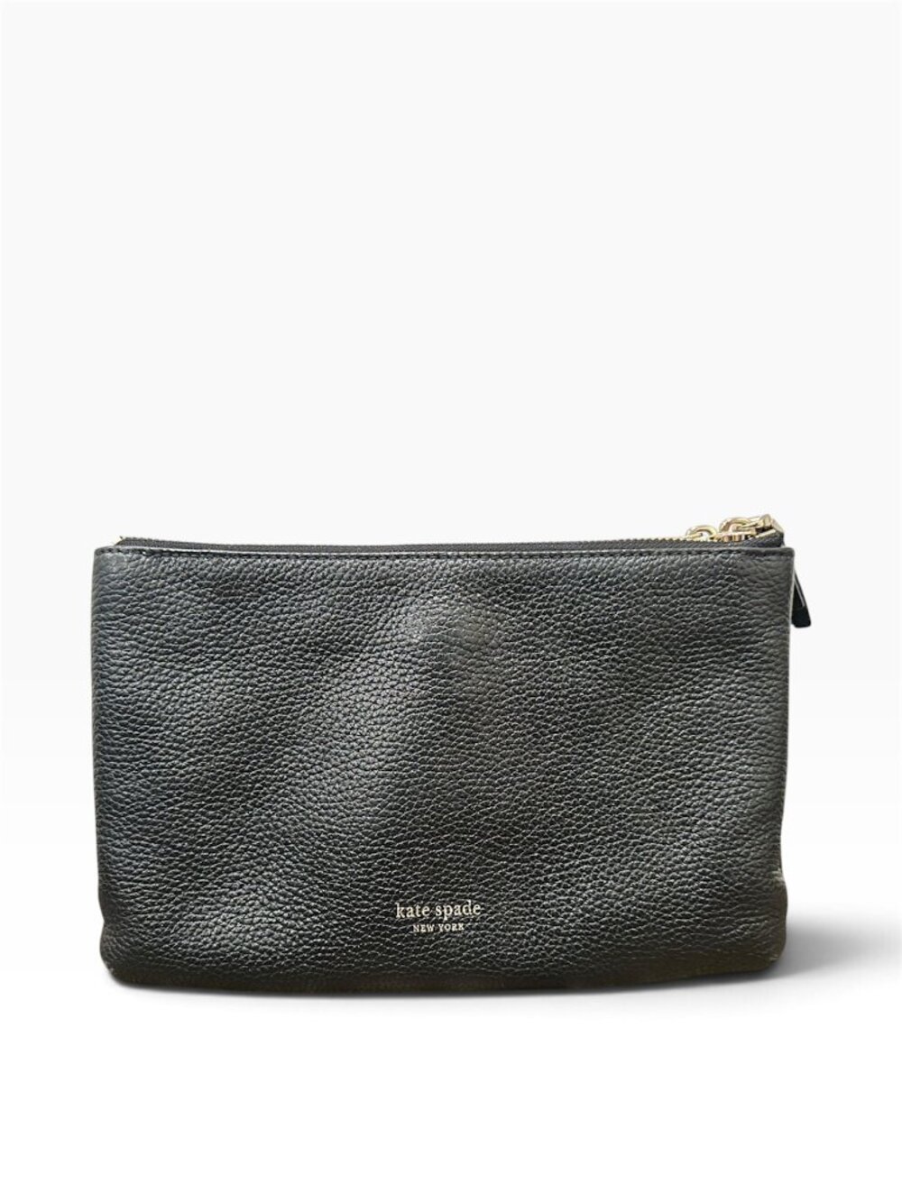 Kate Spade New York Polly Medium Black Pebbled Leather Clutch Bag